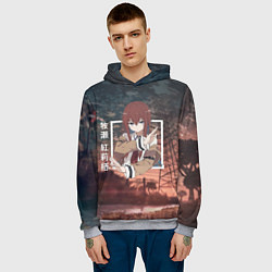 Толстовка-худи мужская Врата Штейна Steins Gate, Курису Макисэ Kurisu Mak, цвет: 3D-меланж — фото 2