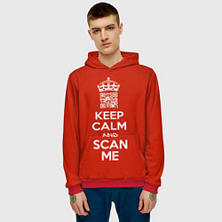 Толстовка-худи мужская Keep calm and scan me: fuck off, цвет: 3D-красный — фото 2