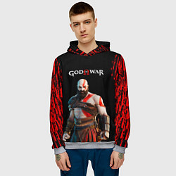 Толстовка-худи мужская God of War красные разводы, цвет: 3D-меланж — фото 2