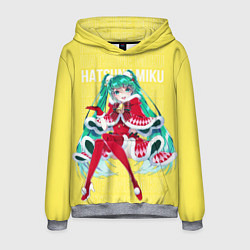 Толстовка-худи мужская Новогодняя Хацунэ Мику, цвет: 3D-меланж