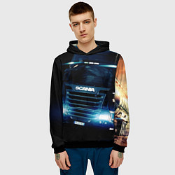 Толстовка-худи мужская SCANIA Дальнобой 2022, цвет: 3D-черный — фото 2