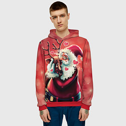 Толстовка-худи мужская Santa and deer, цвет: 3D-красный — фото 2