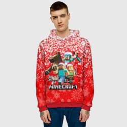 Толстовка-худи мужская НОВОГОДНИЙ МАЙНКРАФТ, НОВЫЙ ГОД 2022,, цвет: 3D-красный — фото 2