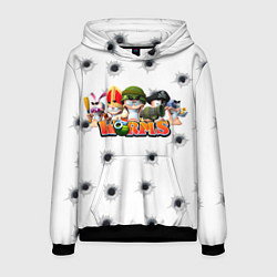 Толстовка-худи мужская Wormsчервяки, цвет: 3D-черный