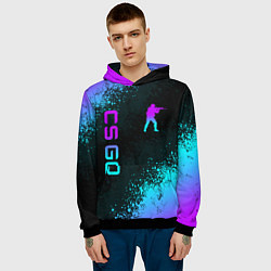 Толстовка-худи мужская CS GO NEON SYMBOL STYLE SKIN КС ГО НЕОН, цвет: 3D-черный — фото 2