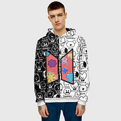 Толстовка-худи мужская Permission To Dance SPLIT BT21, цвет: 3D-белый — фото 2