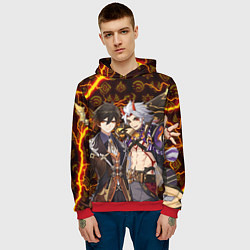 Толстовка-худи мужская ЧЖУН ЛИ И ИТТО АРАТАКИ ГЕНШИН ИМПАКТ GENSHIN IMPAC, цвет: 3D-красный — фото 2