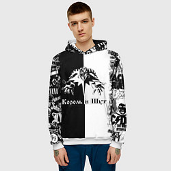 Толстовка-худи мужская КОРОЛЬ И ШУТ ЧЁРНО БЕЛЫЙ КЛОУН, цвет: 3D-белый — фото 2