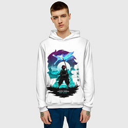 Толстовка-худи мужская Танджиро Камадо Клинок рассекающий демонов, цвет: 3D-белый — фото 2