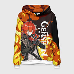 Толстовка-худи мужская ДИЛЮК ПИРО ВЗРЫВ DILUC, цвет: 3D-белый