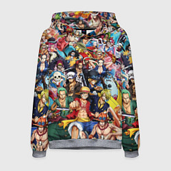 Толстовка-худи мужская ВСЕ ГЕРОИ АНИМЕ ВАН ПИС ALL HEROES ONE PIECE, цвет: 3D-меланж