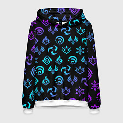 Толстовка-худи мужская NEON SYMBOL HERO GENSHIN IMPACT, цвет: 3D-белый