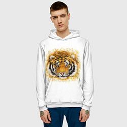 Толстовка-худи мужская Дикий Тигр Wild Tiger, цвет: 3D-белый — фото 2