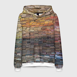 Толстовка-худи мужская Книжные кирпичики знаний, цвет: 3D-белый