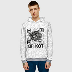 Толстовка-худи мужская QR код котик, цвет: 3D-меланж — фото 2