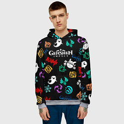 Толстовка-худи мужская Электро стихия Геншин, цвет: 3D-меланж — фото 2