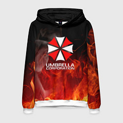 Толстовка-худи мужская Umbrella Corporation пламя, цвет: 3D-белый