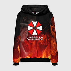 Толстовка-худи мужская Umbrella Corporation пламя, цвет: 3D-черный