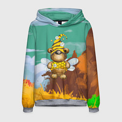 Толстовка-худи мужская Медвежонок - пчела, цвет: 3D-меланж