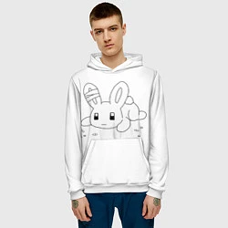 Толстовка-худи мужская Sad Hare, цвет: 3D-белый — фото 2
