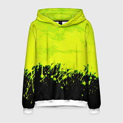 Толстовка-худи мужская НЕОНОВЫЕ БРЫЗГИ КРАСКИ, цвет: 3D-белый