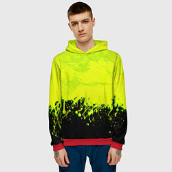 Толстовка-худи мужская НЕОНОВЫЕ БРЫЗГИ КРАСКИ, цвет: 3D-красный — фото 2