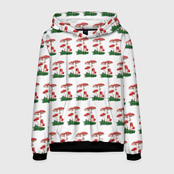 Толстовка-худи мужская Мухоморчики красные красивые, цвет: 3D-черный