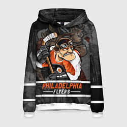 Толстовка-худи мужская Филадельфия Флайерз, Philadelphia Flyers, цвет: 3D-белый