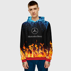 Толстовка-худи мужская Mercedes-Benz: Вода и Огонь, цвет: 3D-красный — фото 2