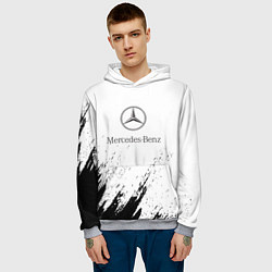 Толстовка-худи мужская Mercedes-Benz - White texture, цвет: 3D-меланж — фото 2