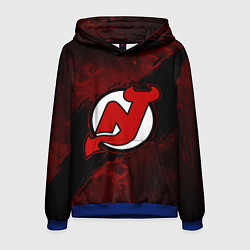 Толстовка-худи мужская New Jersey Devils, Нью Джерси Девилз, цвет: 3D-синий