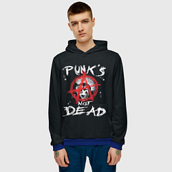 Толстовка-худи мужская Punks Not Dead Анархия, цвет: 3D-синий — фото 2