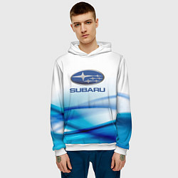 Толстовка-худи мужская Subaru Спорт текстура, цвет: 3D-белый — фото 2