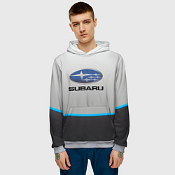Толстовка-худи мужская Subaru Неоновая полоса, цвет: 3D-меланж — фото 2
