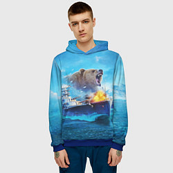 Толстовка-худи мужская Медведь ВМФ, цвет: 3D-синий — фото 2