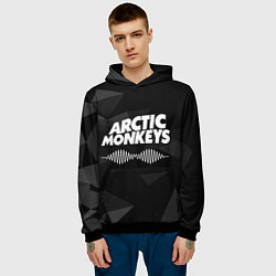 Толстовка-худи мужская Arctic Monkeys Серая Геометрия, цвет: 3D-черный — фото 2