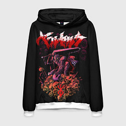 Толстовка-худи мужская Берсерк на черепах Berserk Клеймо, цвет: 3D-белый