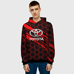 Толстовка-худи мужская Toyota: Красные соты, цвет: 3D-черный — фото 2