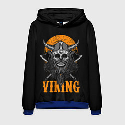 Толстовка-худи мужская ЧЕРЕП ВИКИНГА VIKINGS SKULL, цвет: 3D-синий