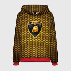 Толстовка-худи мужская Lamborghini gold соты, цвет: 3D-красный