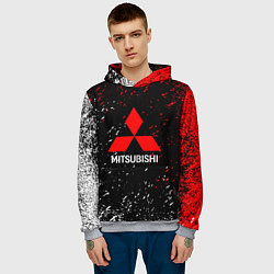 Толстовка-худи мужская Mitsubishi Logo auto, цвет: 3D-меланж — фото 2