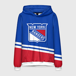 Толстовка-худи мужская New York Rangers Нью Йорк Рейнджерс, цвет: 3D-белый