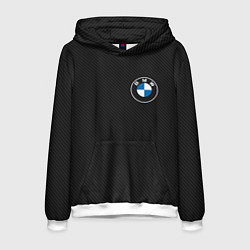Толстовка-худи мужская BMW LOGO CARBON ЧЕРНЫЙ КАРБОН, цвет: 3D-белый