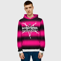 Толстовка-худи мужская Satan school for bad boys and girls pink, цвет: 3D-белый — фото 2