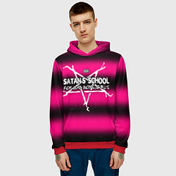 Толстовка-худи мужская Satan school for bad boys and girls pink, цвет: 3D-красный — фото 2