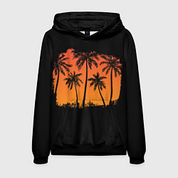 Толстовка-худи мужская Пальмы на пляже, цвет: 3D-черный