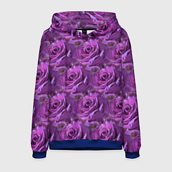 Толстовка-худи мужская Фиолетовые цветы паттерн, цвет: 3D-синий