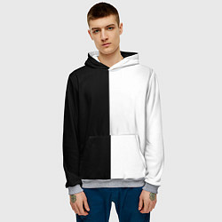Толстовка-худи мужская Black and white чб, цвет: 3D-меланж — фото 2