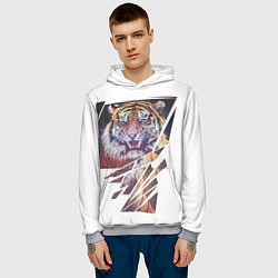 Толстовка-худи мужская Тигр Арт, цвет: 3D-меланж — фото 2