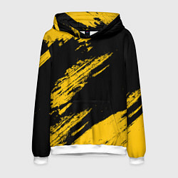 Толстовка-худи мужская BLACK AND YELLOW GRUNGE ГРАНЖ, цвет: 3D-белый